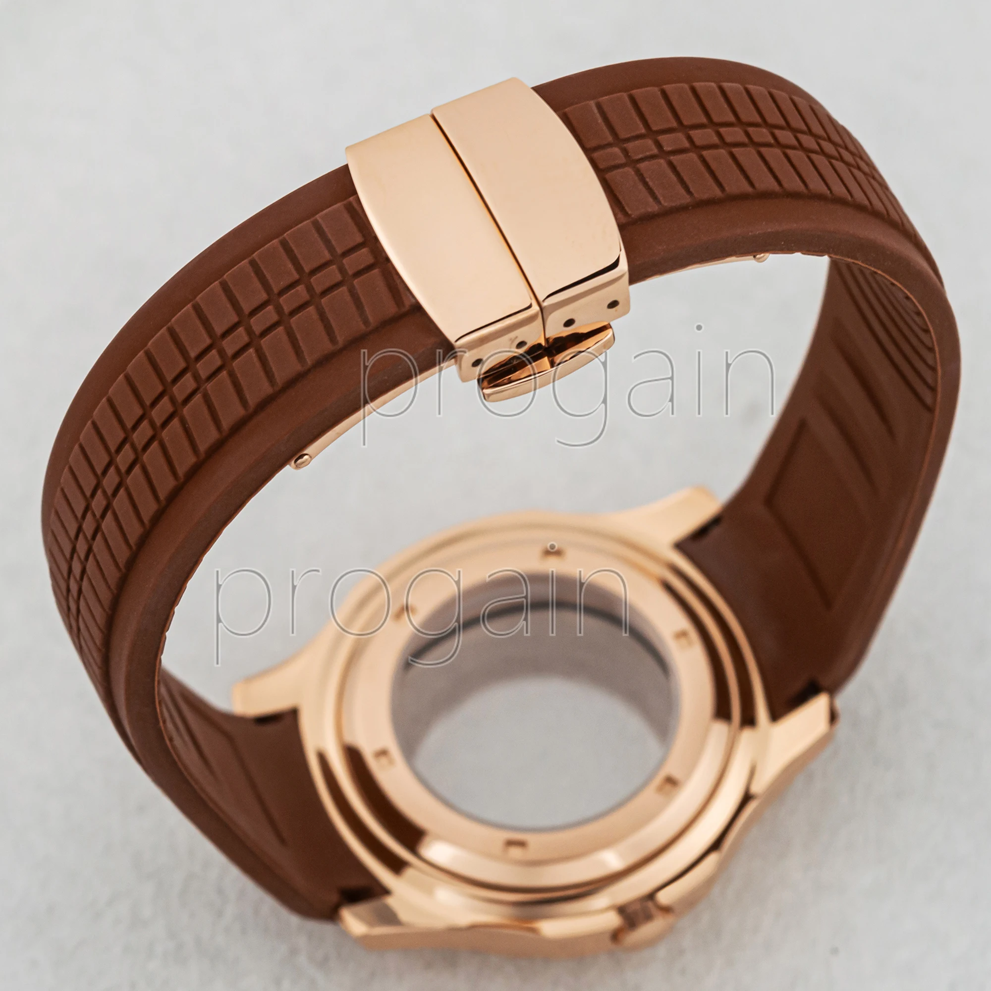 42mm NH35 Case Rubber Band Stainless Steel 5ATM Waterproof Sapphire Glass Watchcase for AQUANAUT Nautilus NH35 NH36 Movement