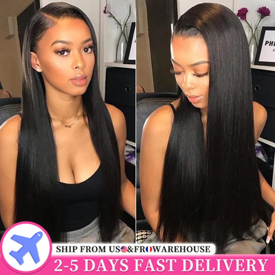 HD Transparent 100% Human 30 Inch Bone Straight 13x4 HD Lace Frontal Wig Human Hair Pre Plucked 4x4 Transparent HD Lace Front