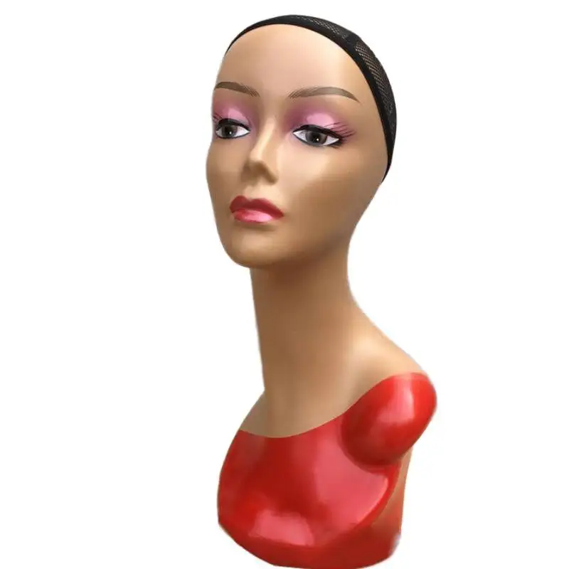 

Realistic Female Mannequin Head for Display - Manikin Head with Shoulder for Wig/Jewelry/Makeup/Hat/Display