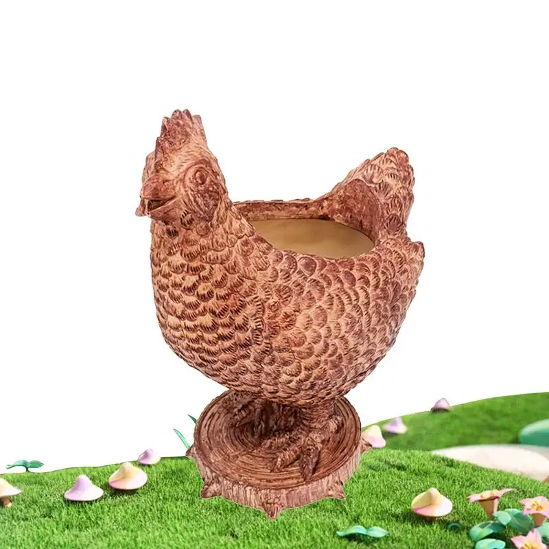 

Chicken Planter Pot Cute Chicken Shaped Resin Flower Pots Succulent Planter Ornaments For Patio Balcony Yard Garden Supplies