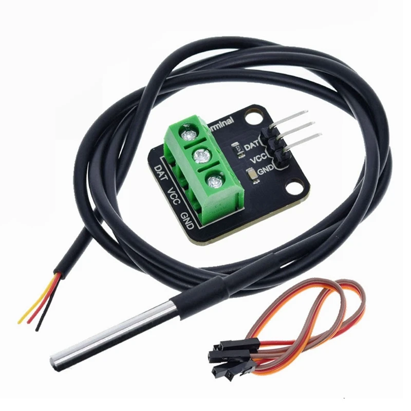 

DS18B20 Temperature Sensor Module Kit Waterproof 100CM Digital Sensor Cable Probe Terminal Adapter For Arduino