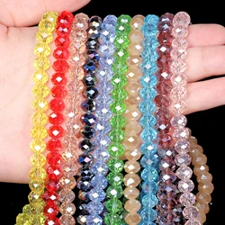 3 4 6 8mm Faceted Crystal Glass Beads Ab Plated Crafts Loose Spacer Beads for Jewelry Making Diy Bracelet Accessories