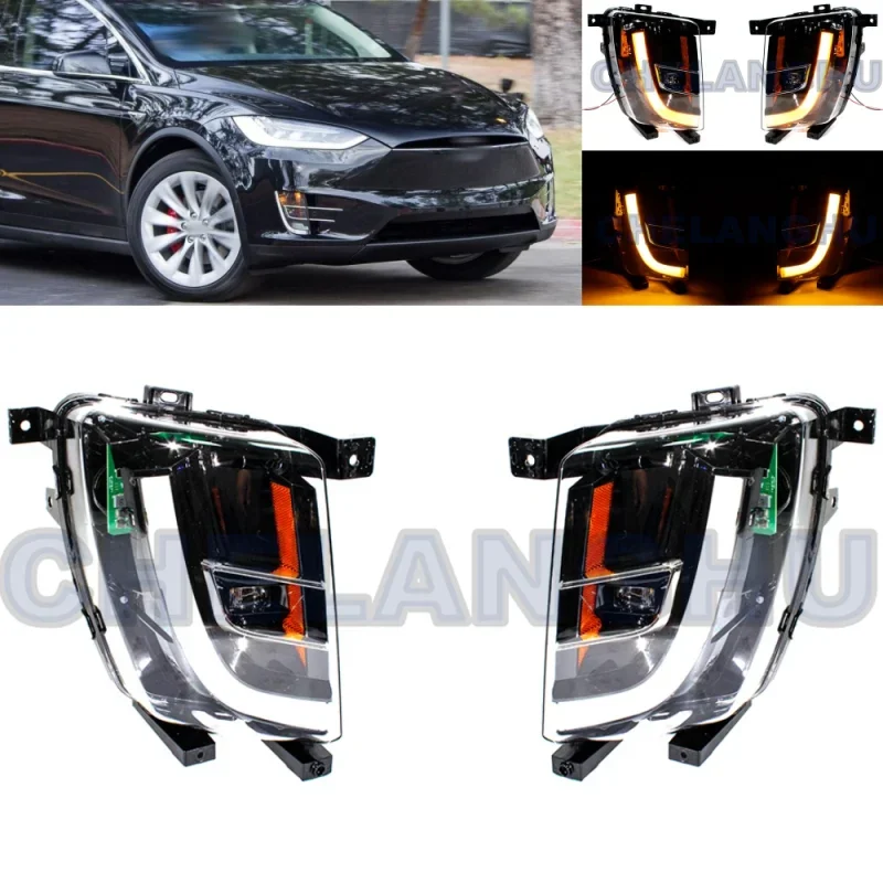 LED Car Light For Tesla Model X 2016 2017 2018 2019 2020 2021 US version Pair Left+Right Front Fog Light Fog Lamp