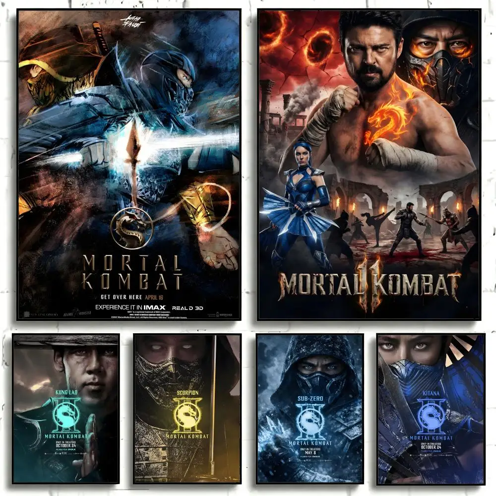 Game Mortal Kombat Poster Stickers Painting Self-Adhesive Wall Decals for Room Home HD Decor Gift