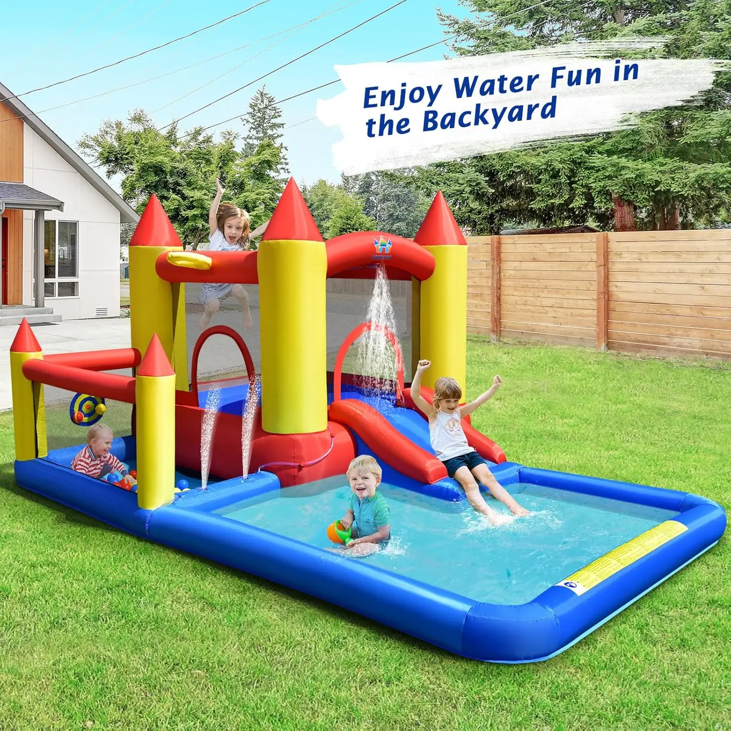 Tobogán de agua inflable para niños, casa de rebote, interior y exterior, soplador de 480w