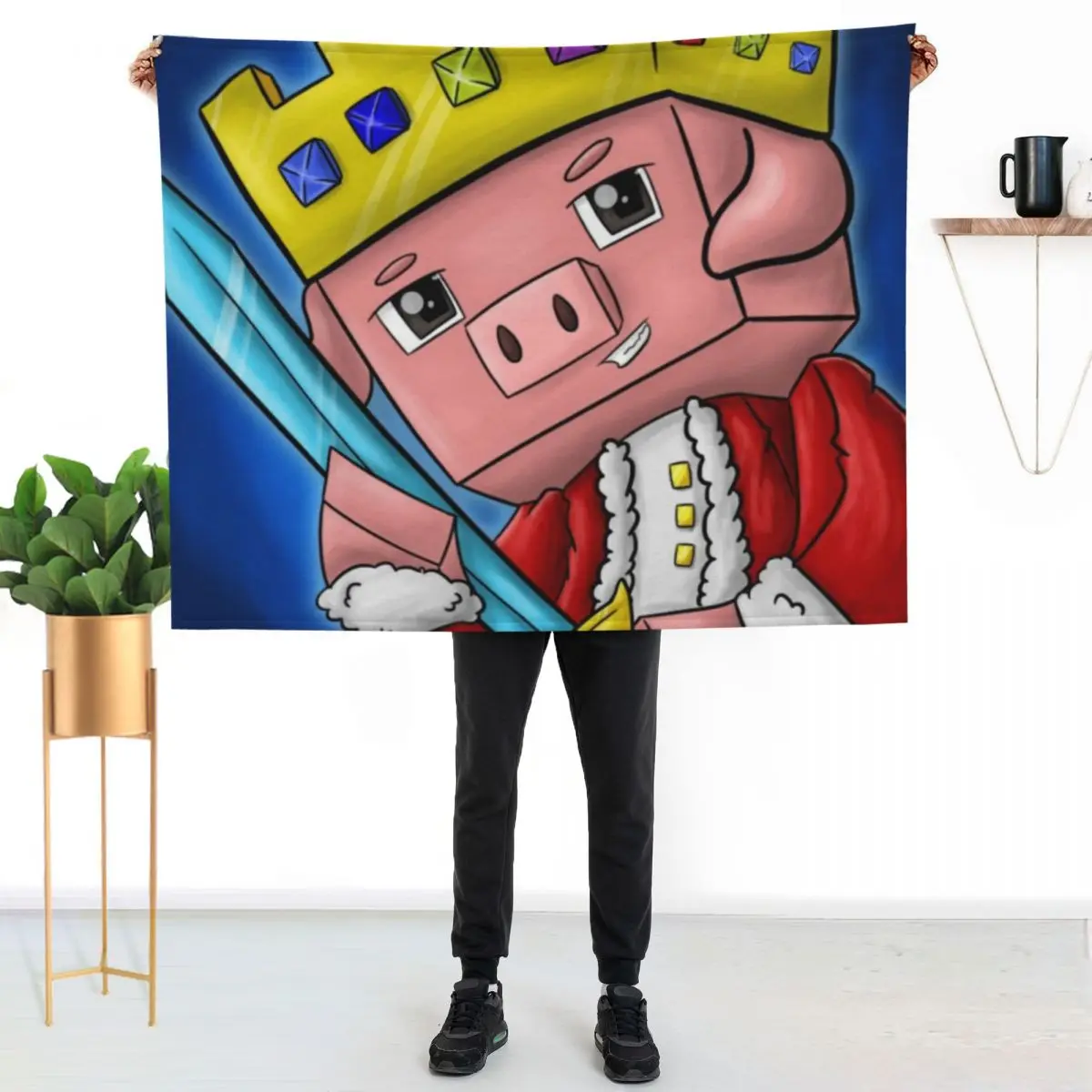 

technoblade king merch Throw Blanket Foldable Soft Warm Blanket for Outdoor Use