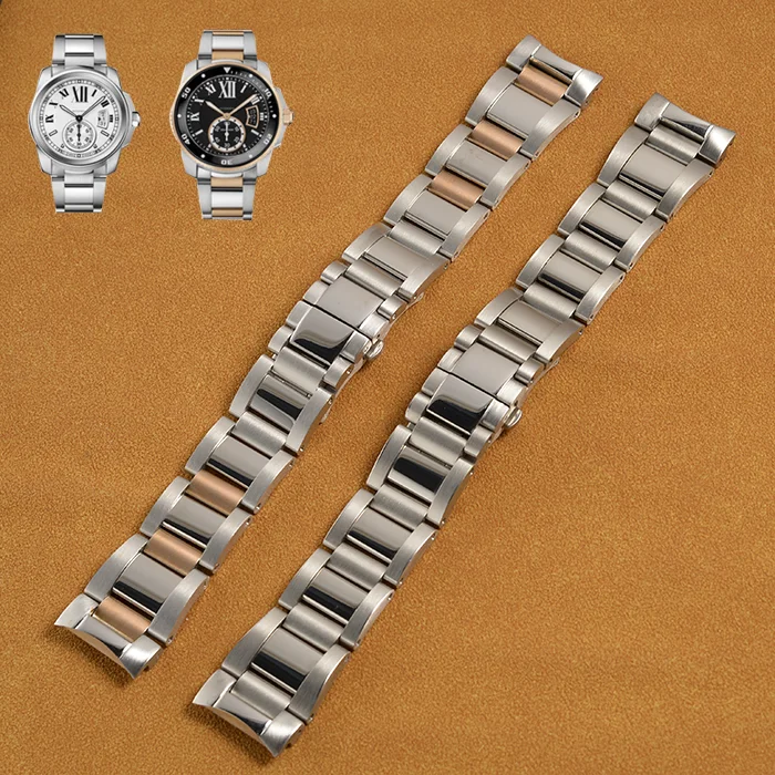 

Stainless Steel Watchbands for Cartier Calibre W7100015 W7100041 W7100037 Metal Watch Bracelets Men Fashion Women Strap 23mm