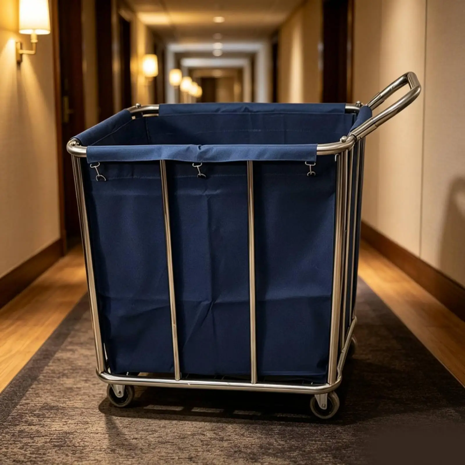 Linen Cart with Wheels Stainless Steel Rolling Laundry Cart with Wheels