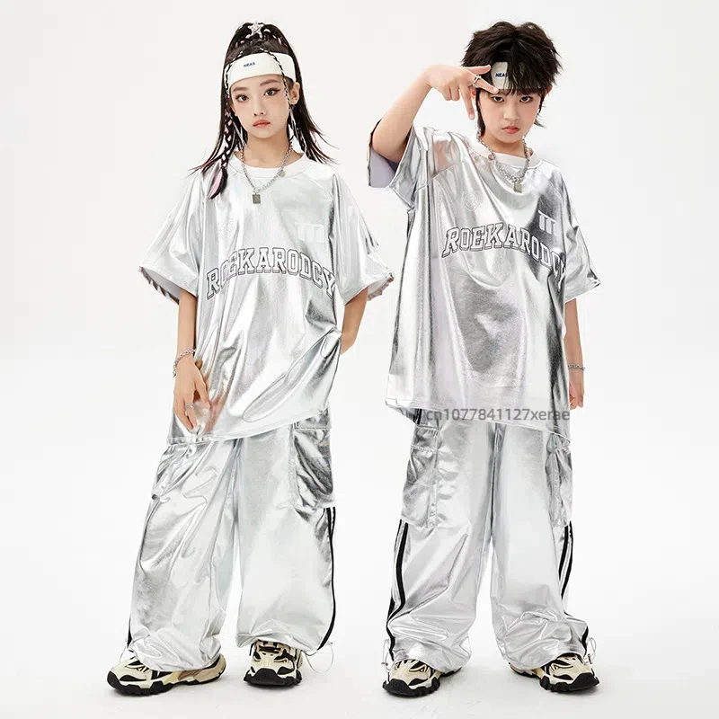 

Children's Street Dance Costumes, Hip-hop Boys' and Girls' Bright Films, Jazz Dance, Explosive Street Stage Performance Costumes