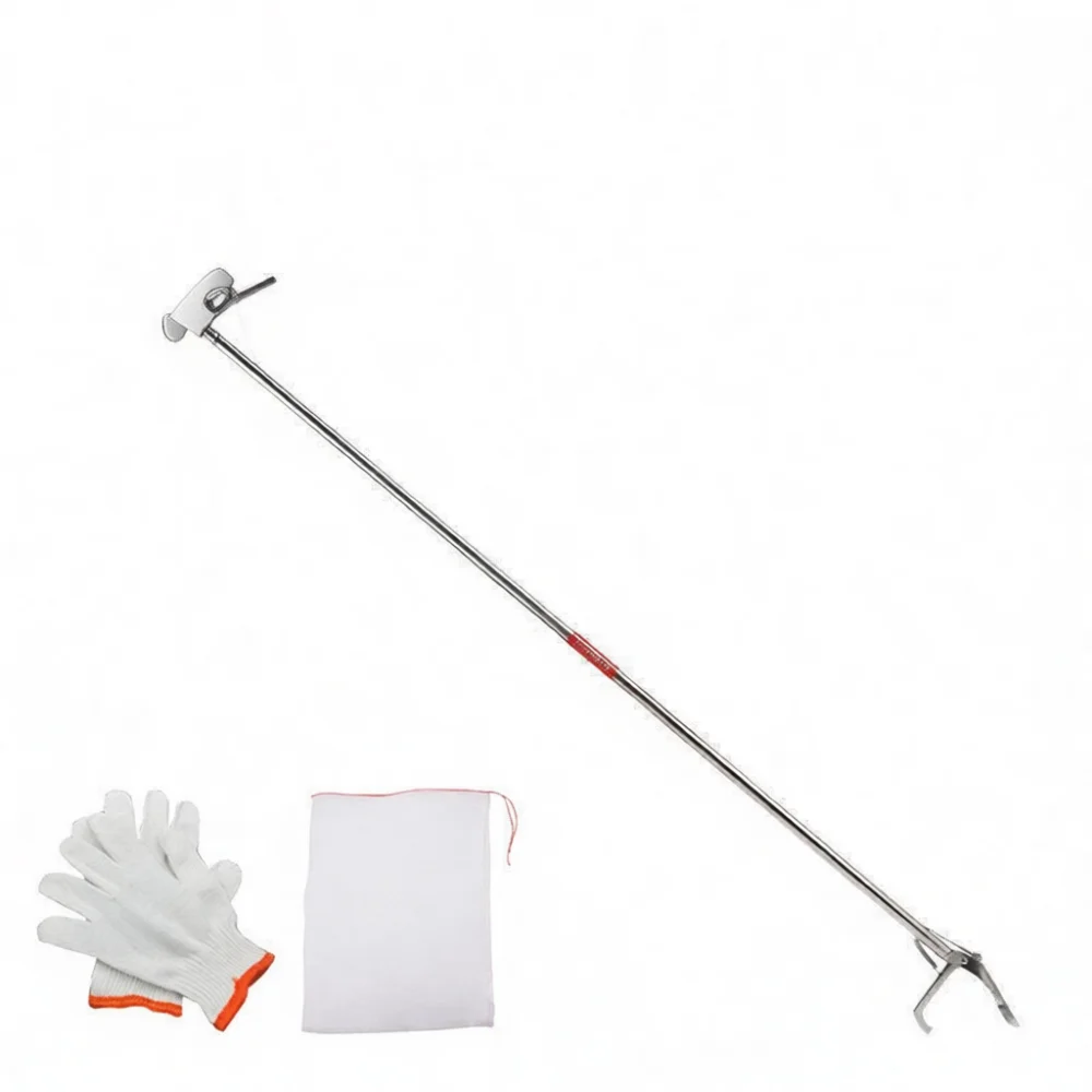 Stainless Steel Snake Tongs Portable Grabber Tool Foldable Design Professional Fishing Clamp For Crustacean And Trash Pickup