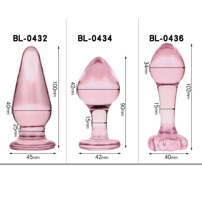 Pink Glass Anal Plug Dildo Anus Masturbator G Spot Stimulator Adult Sex Toys For Woman Men Erotic Glass Butt Plug Ass Insert