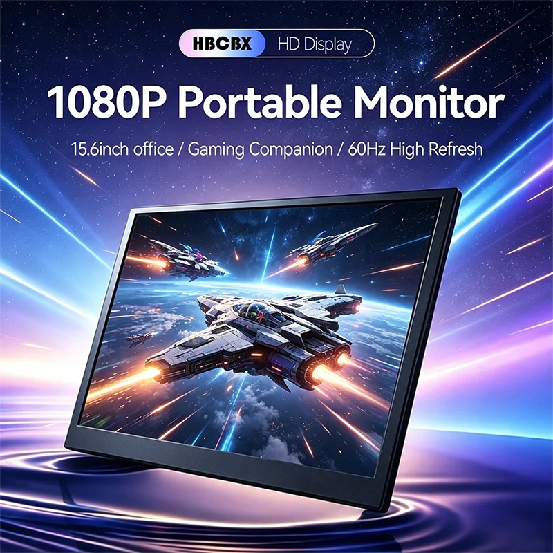 HBCBX 15.6-inch Portable Monitor 100%sRGB IPS 1920x1080P 16:9 USB-C Mini HDMI Phone XBox PS4/5  Extend  Laptop Portable Monitor