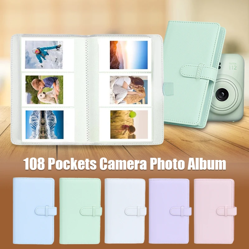 Pu Leather Photo Paper Storage 3 Inch 108 Pockets Film Camera Photo Album for Fujifilm Instax Mini 12 Mini Film Photo Album Book