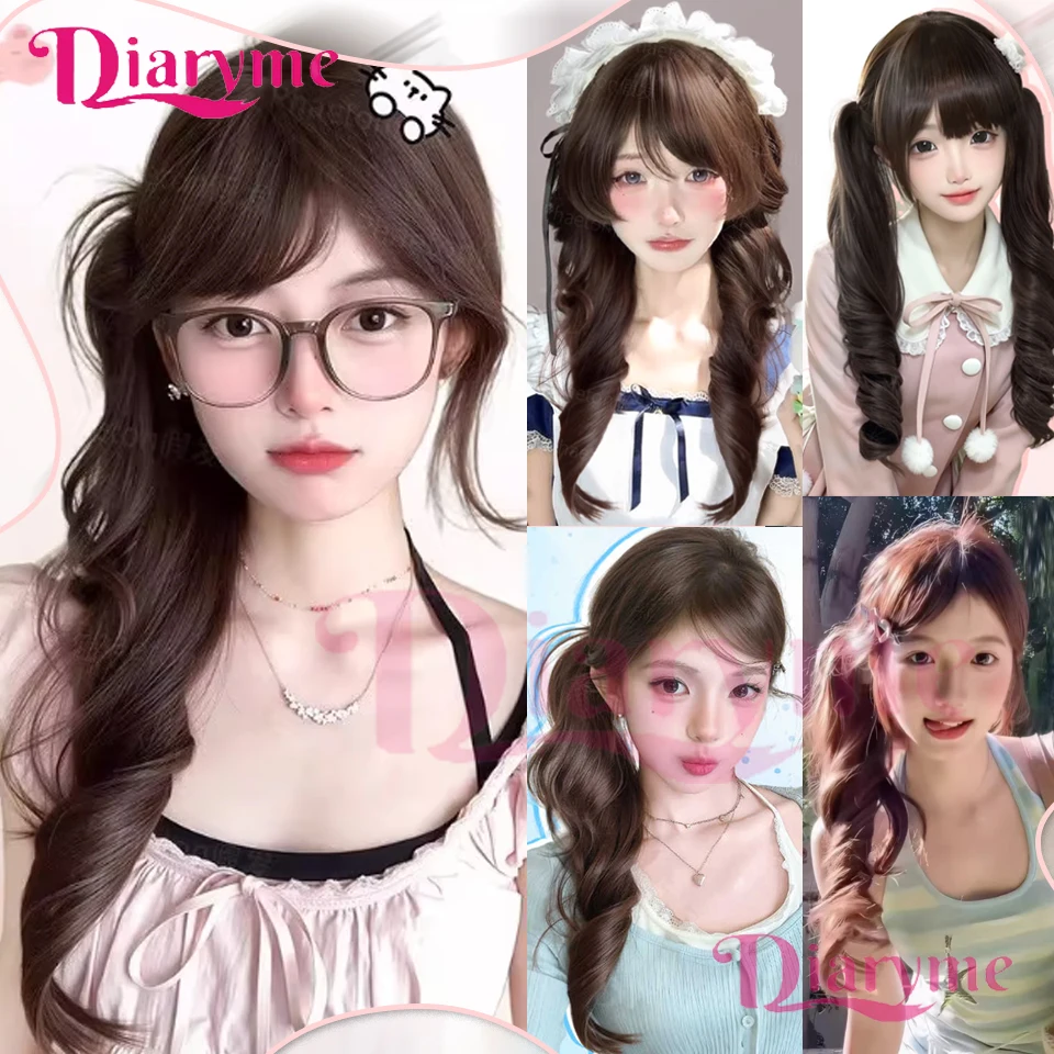 Parrucca sintetica con coda di cavallo, stile clip, parrucca con coda di cavallo riccia ondulata legata lateralmente, adatta per le donne da indossare nei festival quotidiani