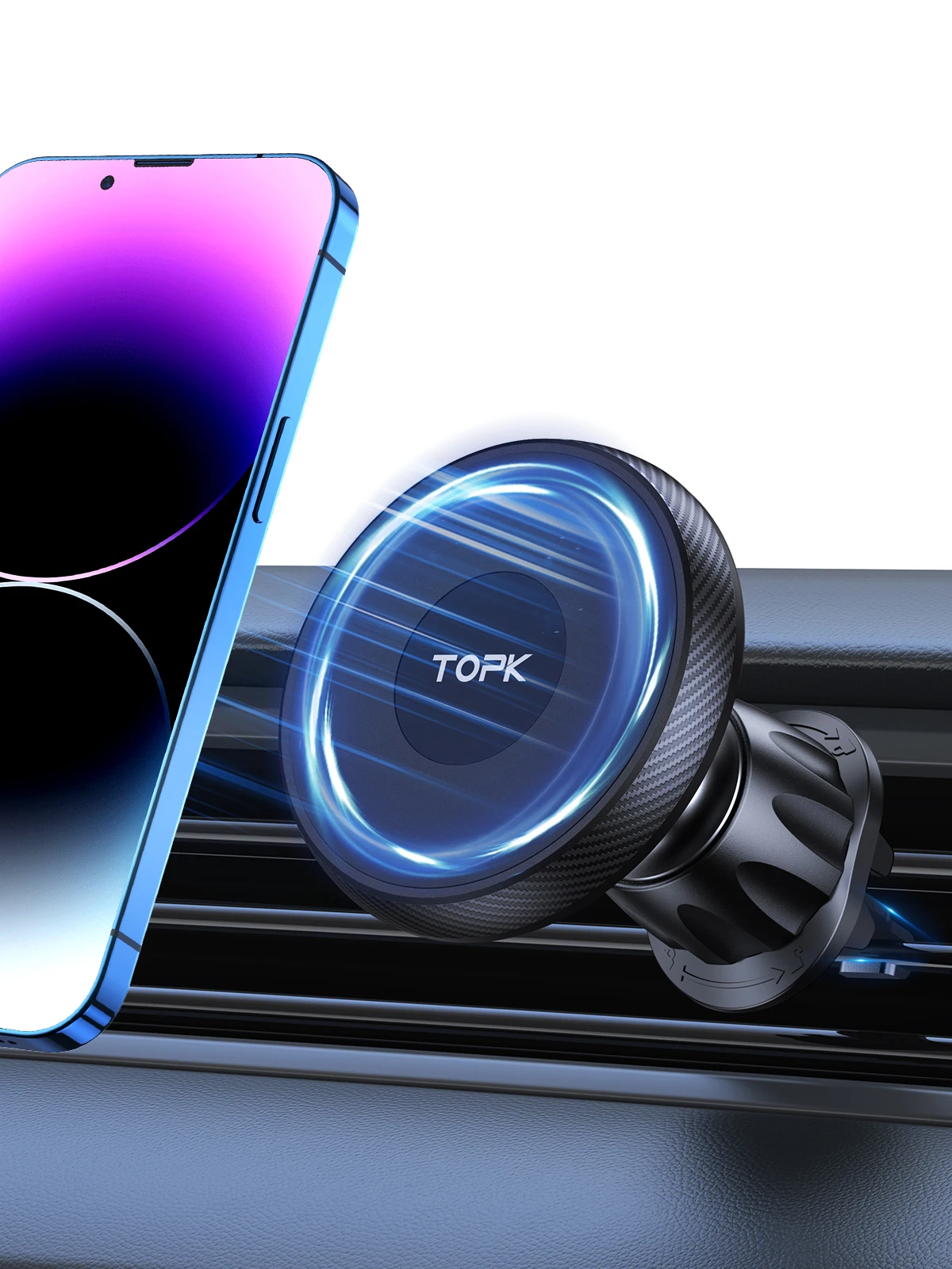 TOPK Magnetischer Autotelefonhalter, Entlüftungsschlitze, Autotelefonständer für Magsafe iPhone 15 14 13 Pro Max, Xiaomi Samsung, starker Magnethalter