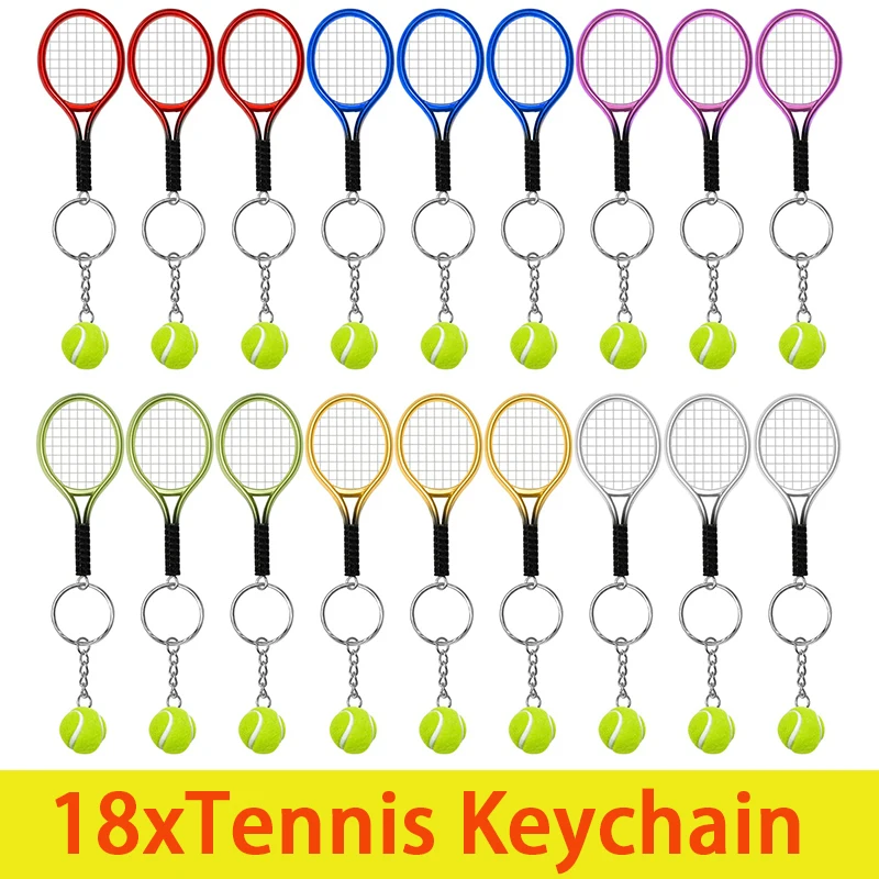 

18Pcs Mini Tennis Ball Model Key Chain Handbag Keyring For Sport Lover Tennis Key Chain Key Ring