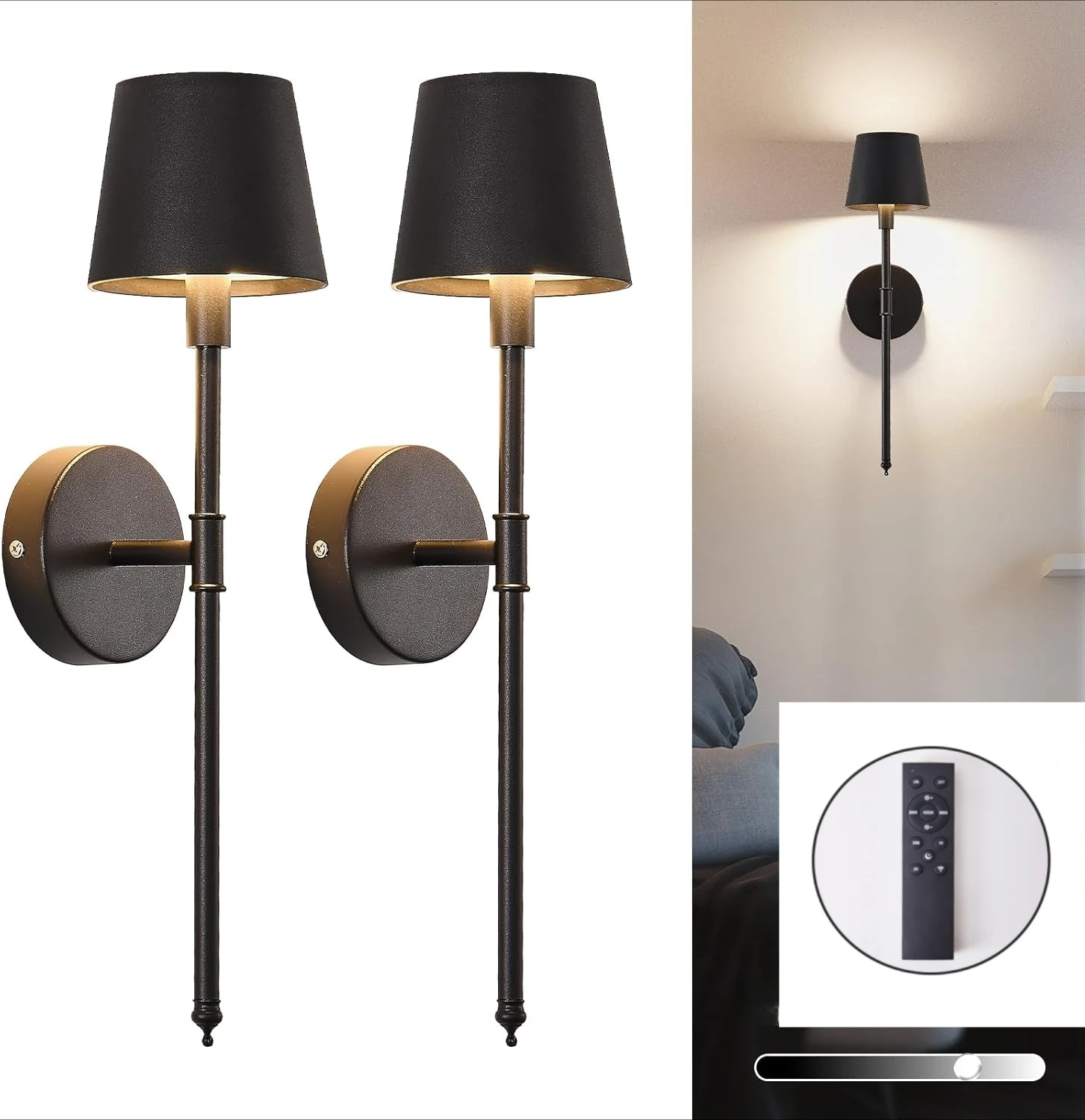 

2PC Nordic Rechargeable USB Decorative Tri colored light Wall Lamp For Bedroom Corridor Living Room Backgroud Black Lighting