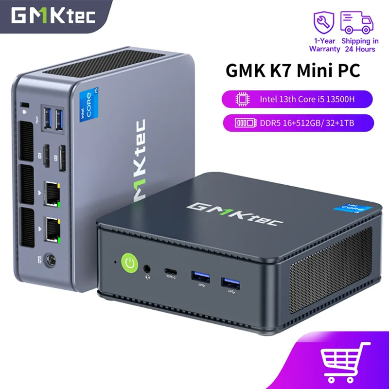 GMKtec NucBox K7 Intel 13th Core i5 13500H DDR5 16+512GB/ 32+1TB Mini PC Window 11 Pro PCIe4.0 M.2 SSD USB4.0 Desktop Computer