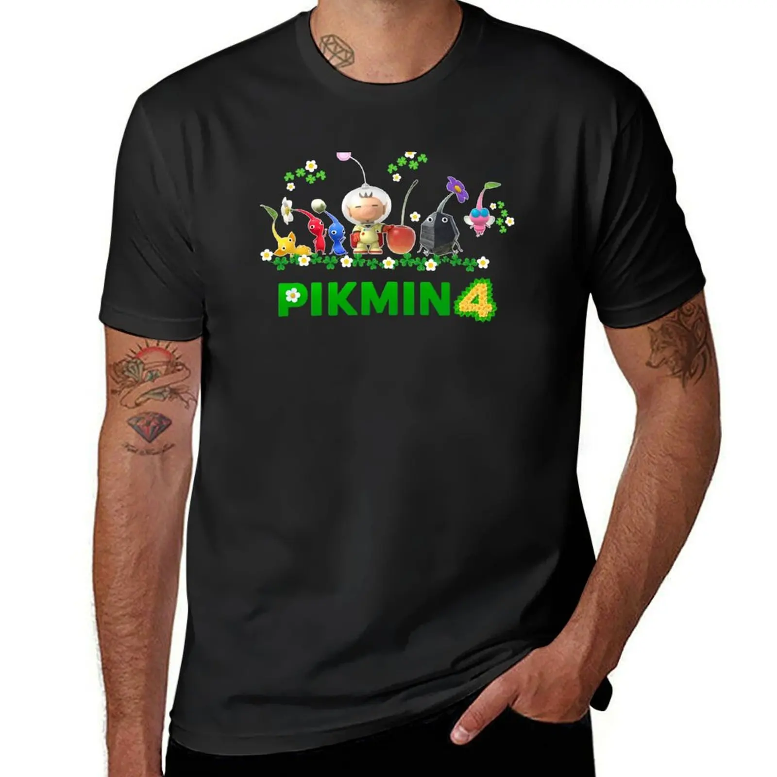 Pikmin, Pikmin 4, Rescue Pup Oatchi, Pikmin 2023, Black, Green T-Shirt aesthetic clothes plus sizes funny t shirts for men