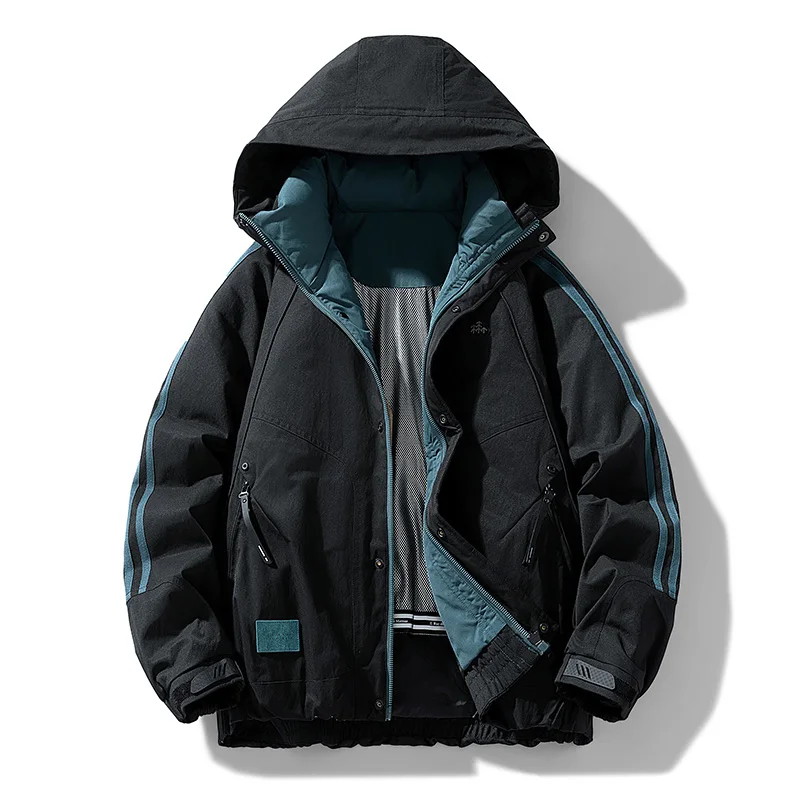 

Мужская пуховая уличная куртка, ветрозащитная утолщенная теплая парка, однотонная удобная мужская одежда с капюшоном Roupas Masculinas