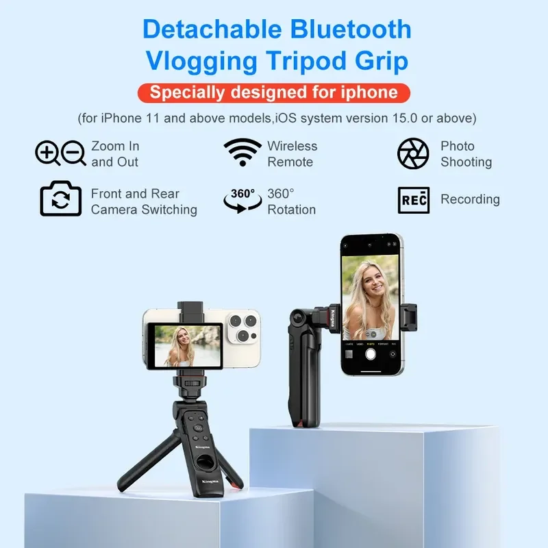 Kingma Bm-mph1 Detachable Bluetooth Vlogging Tripod Grip 15m Wireless Remote Control Selfie Tripod For Iphone Phone Shooting