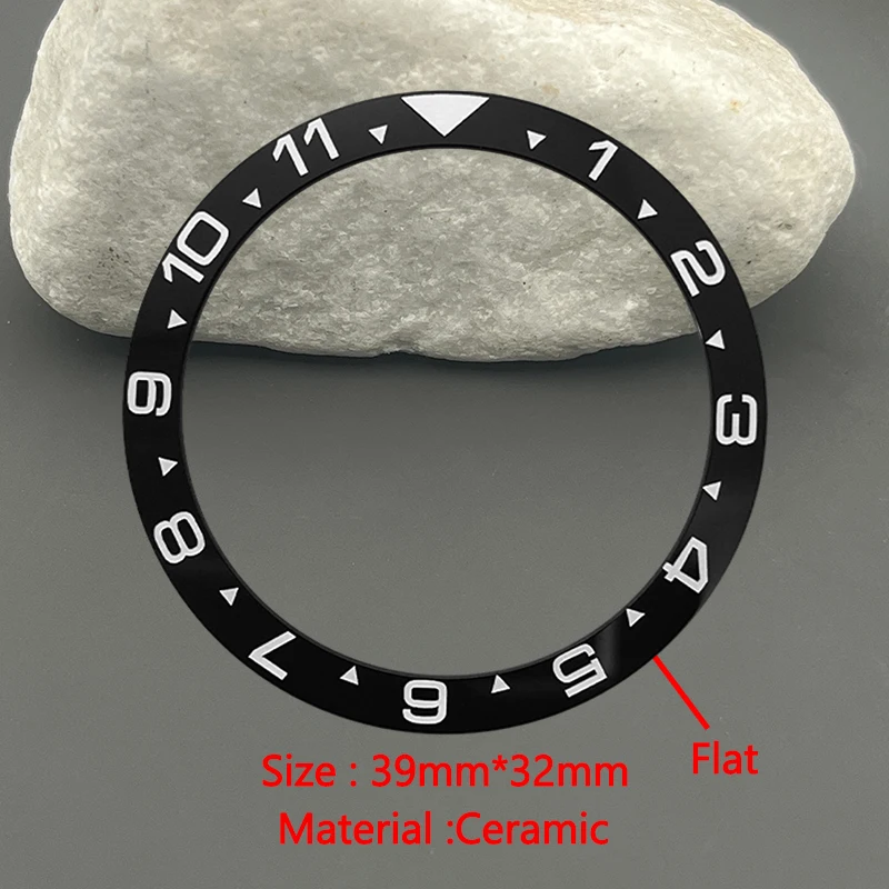 39mmx32mm Flat Ceramic Bezel Insert Fit For SKX6105 6139  Watch Cases NH35 NH36 39*32mm Watch Bezel Ring 12-Hour System