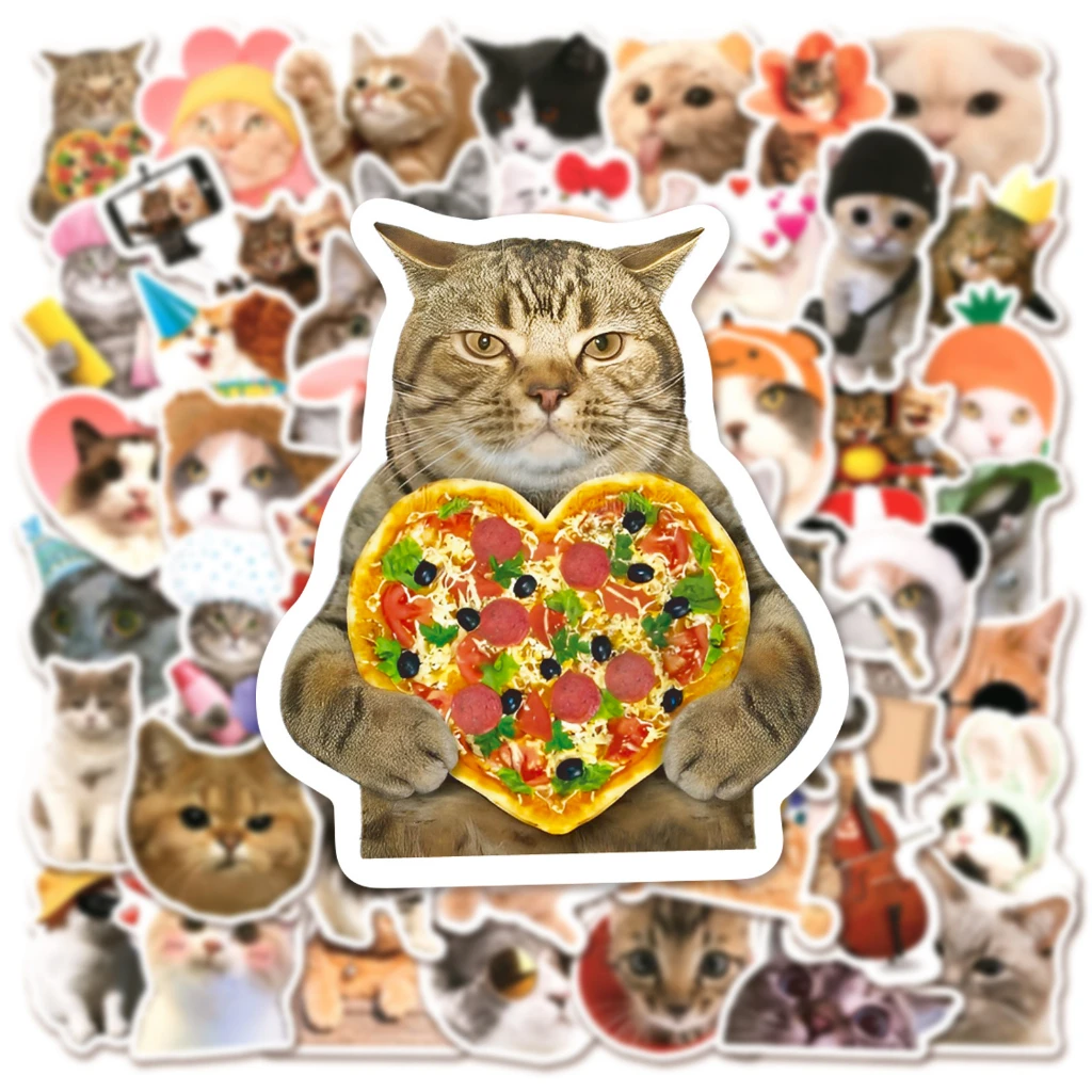 50PCS Funny and Realistic Cute Cat Stickers For Laptop Helmet Phone Case Decal BulingBulingStickers Store