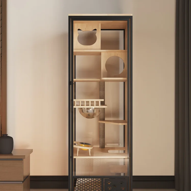 Kattenbakvulling luxe glazen kattenhuis huishouden neemt geen binnenkattenhuis in beslag