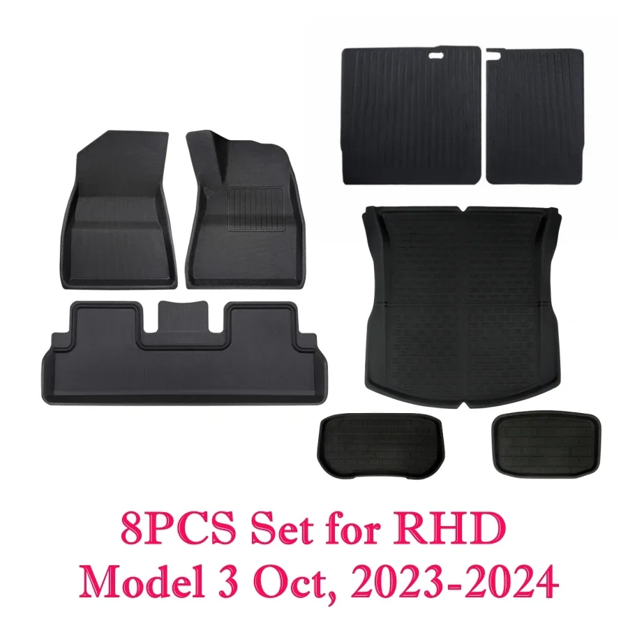 テスラモデル 3 ハイランド 2024 2025 フロアマット LHD RHD 2023-2021