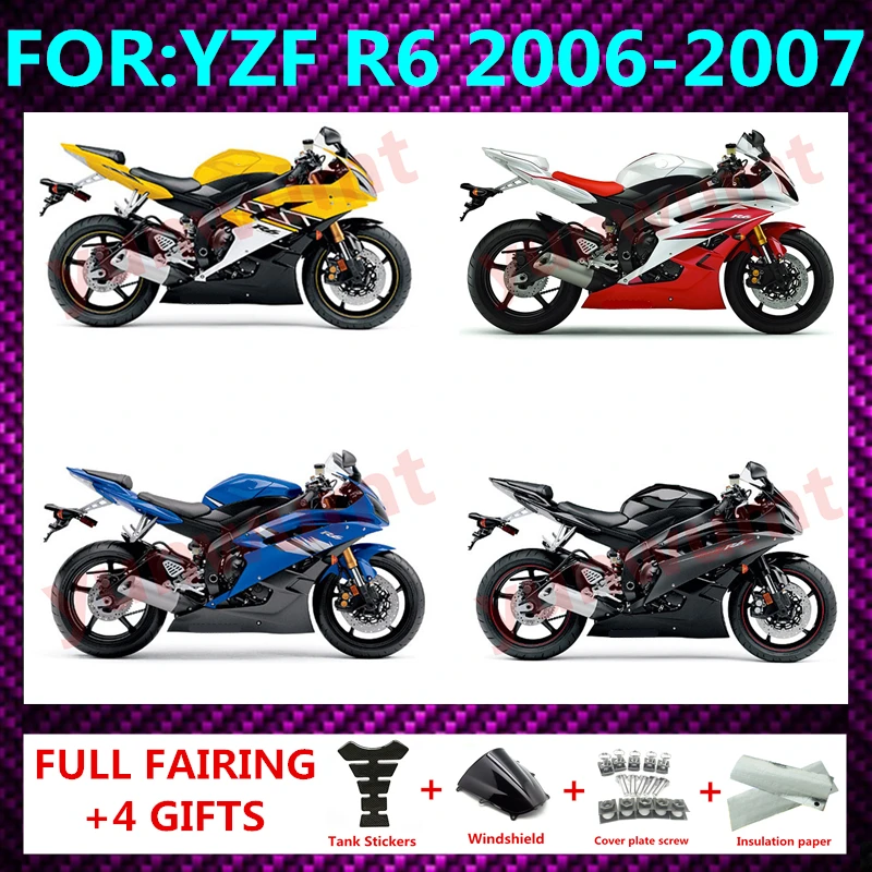 

Motorcycle Injection Mold YZF R6 06 Fairing bodywork Kits YZF600 R6 07 Abs for YAMAHA YZFR6 2006 - 2007 full Fairings kits zxmt