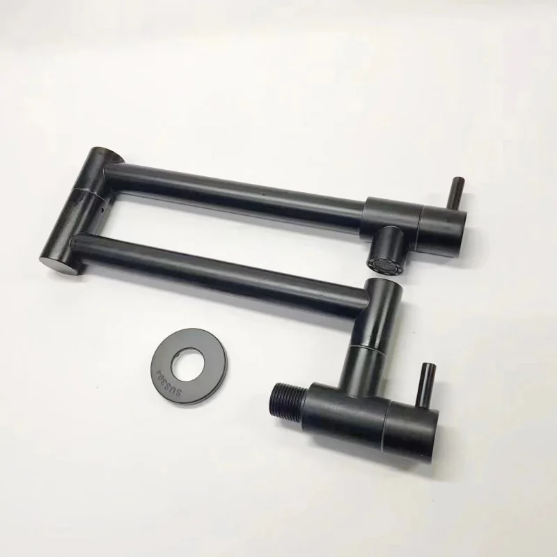 وعاء النيكل حشو الحنفية الحائط طوي المطبخ صنبور واحد الباردة الأسود صنبور مصرف الدورية للطي صنبور نحى الذهب