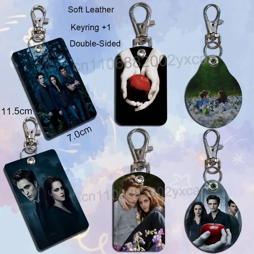 movie T-Twilight TV Series Leather Keychain Badge Holder with Lanyard - ID/Access Card Holder, Key Ring Accessory, Gift Option