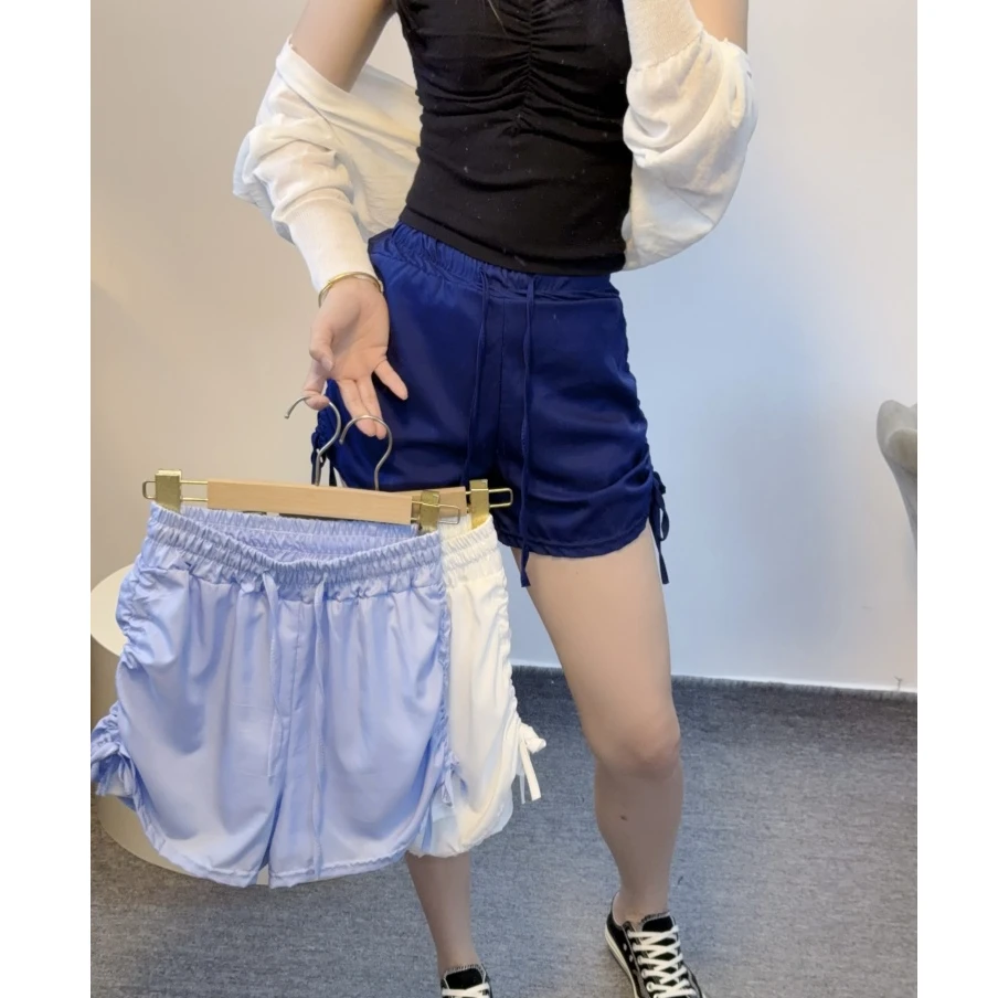 

Летние спортивные шорты для йоги 2025 года, женские беговые брюки с завязками, корректирующие живот, в корейском стиле, повседневные, из полиэфирного волокна