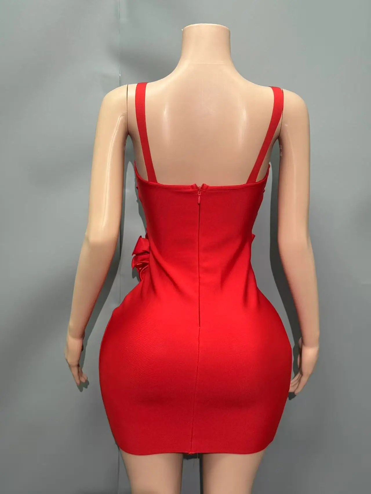 2025年最新 レディース セレブ セクシー ノースリーブ 花柄 カットアウト レッド ガウン ドレス エレガント イブニング パーティー クラブ ベスティド