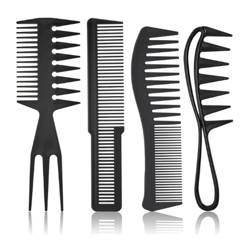 2/3/4pcs Wide Tooth Curl Comb Detangling Comb Texture Comb For Curly Wet Wavy Thick Hair Wigs Salon Barber Hairstyle Tool