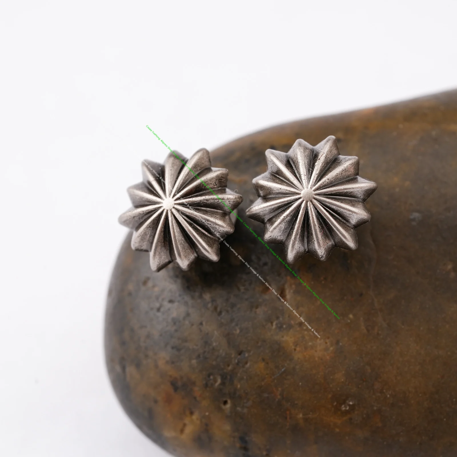 10MM 30 Stück Antik-Silber Blumen-Kürbis-Nieten Druckknöpfe Lederhandwerk Taschen Gürtel Jeans Deko Conchos – Detail 9