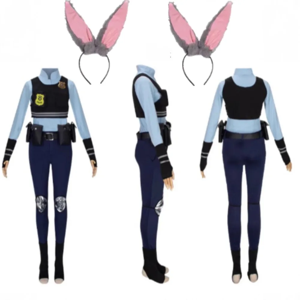

Anime Zootopia Rabbit Cop Judy Cosplay Costume Movie Cartoon Zootropolis Suit Police Uniform Clothes Halloween Party Role Play