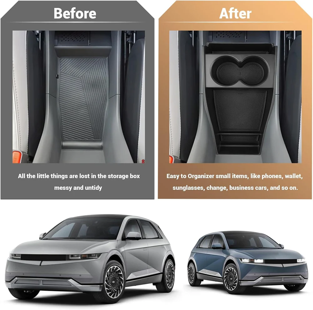 Center Console Organizer for Hyundai Ioniq 5 2022 - 2024 Center Console Storage Box Upper Lower Console Tray Accessories