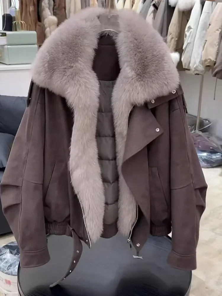 2022 Winter Thiened Design Sense Damen-Parka-Mantel mit großem Pelzkragen, Baumwolle, Jaet-Oberbekleidung, warm und bequem