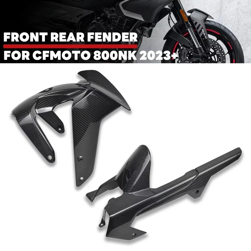 New for CFMOTO 800NK 800 NK 2023-2026 Accessories Carbon Fiber Front Fender Mudguard & Rear Hugger With Chain Cover Splash Guard