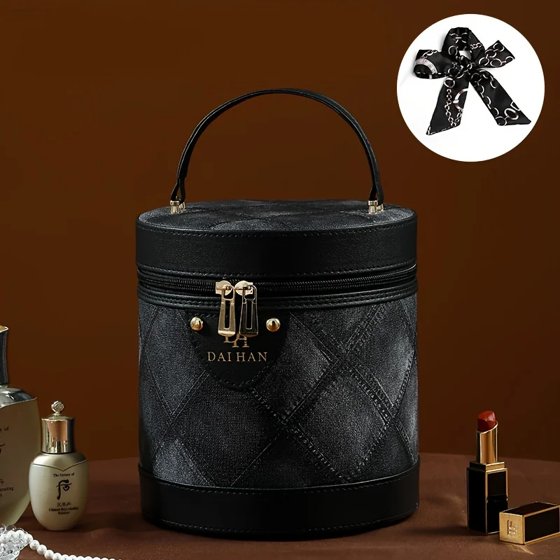 1PC nuova borsa per il trucco ad alto aspetto e grande capacità, scatola per il trucco del secchio in pelle, borsa multiuso, borsa per il trucco