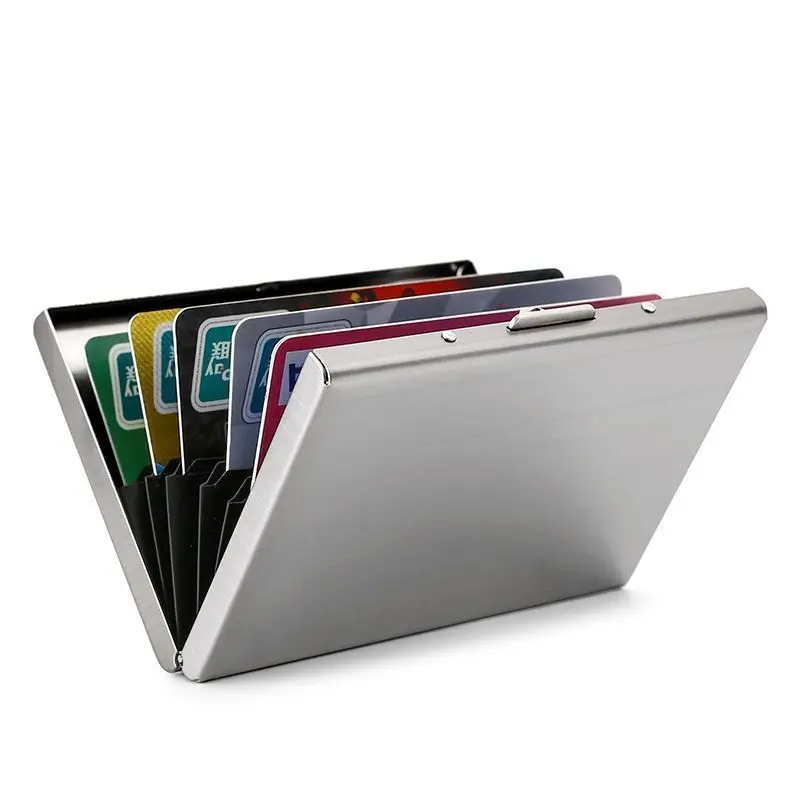 ​RFID Blocking Stainless Steel Card Holder Case - Ultra Slim Metal Wallet for Men & Women, Secure Durable Travel Essentials