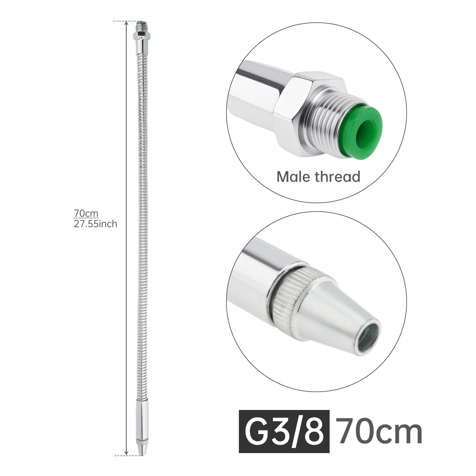 400-700mm Cooling Pipe 1/2 1/4 3/8 Inch Metal Flexible Water Oil Cooling Tubes with Round Nozzle for CNC Machine / Milling