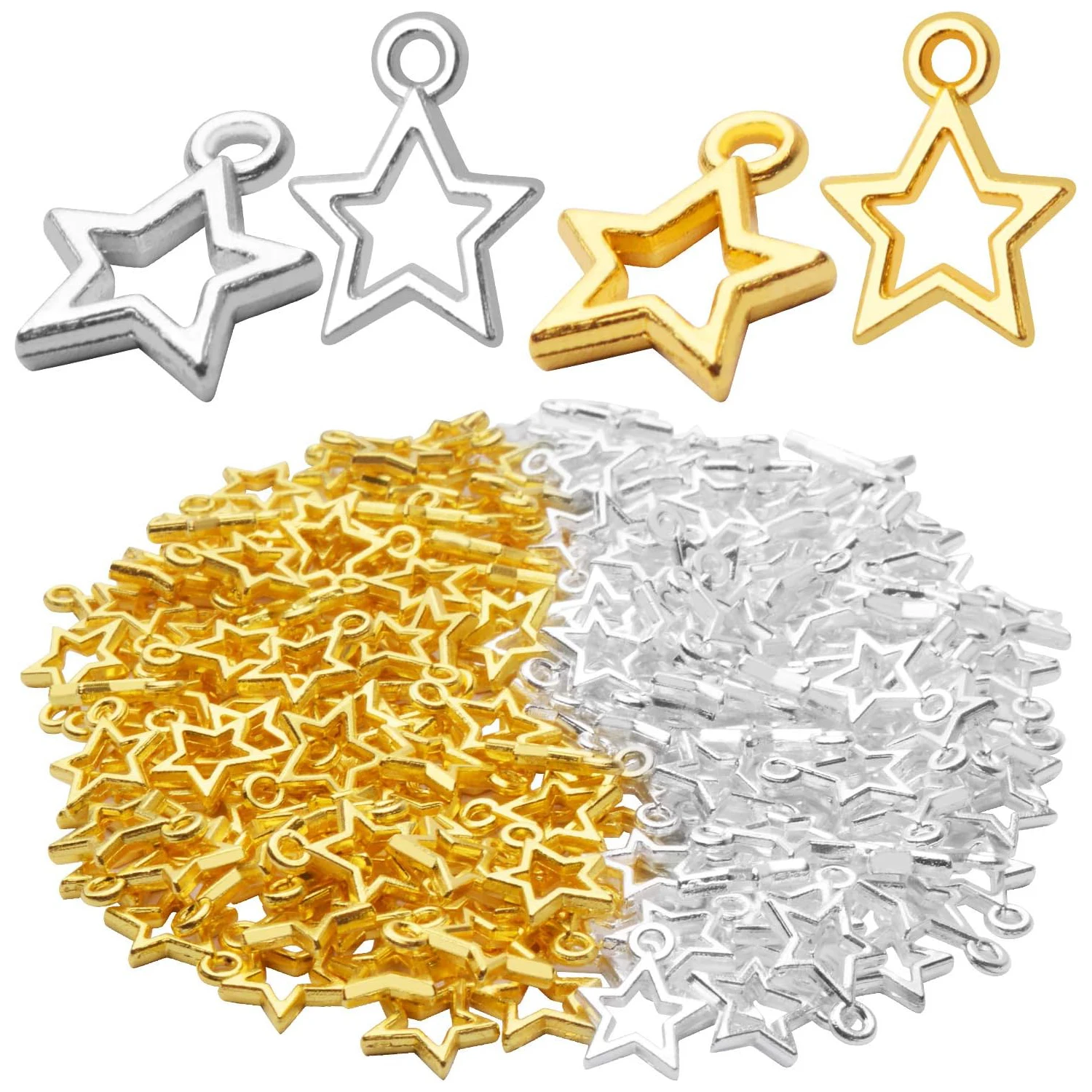 

Подвески-звездочки, 200 шт., миниатюрные подвески в форме пентаграммы, небесные шармы для изготовления браслетов, ожерелий и украшений своими руками