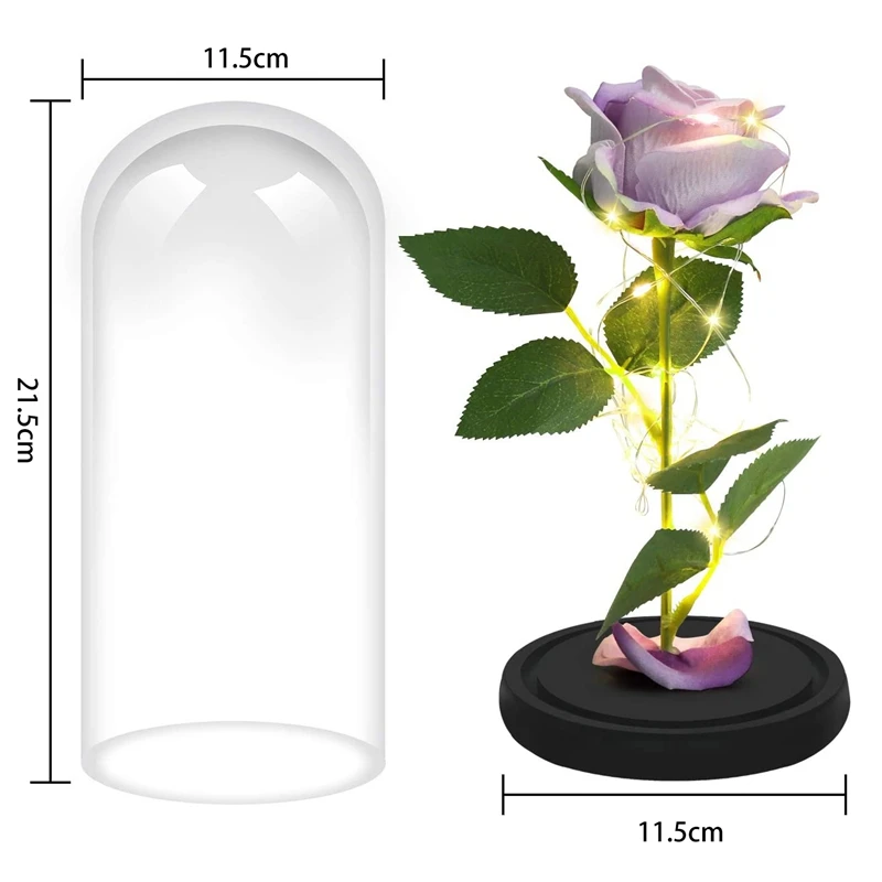 Rose That Lasts Forever Flower With LED Light In Glass Dome For Valentine's Mother's Day Birthday Women Best Gift