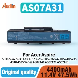 AS07A31 AS07A51 노트북 배터리 Acer Aspire 5536 5542 5535 4736G 5735Z 5738 5736G 4710 5740 5735 4310 4535 시리즈 AS07A41 AS07A71 AK.006BT.020 [11.1V/4400mAh/49 왓]