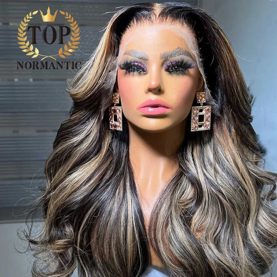 Topnormantic 250 Density Highlight Color Brazilian Hair Wig for Women Transprent 13x6 Wig Human Hair13x4 Lace Front Wigs