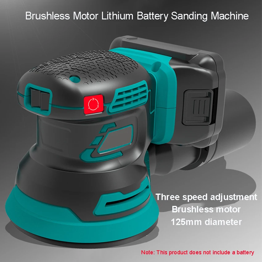 

125mm Brushless Random Orbital Electric Sander Wood Grinder Polishing Grinding Round Sanding Machine 3 Speed for 18V Battery