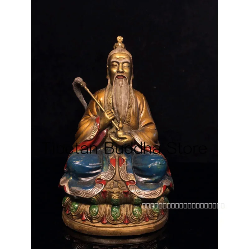 

23cm Pure copper decoration of the statue of the Three Qing Taoist Ancestors, the Heavenly Master of the Yuan Dynasty