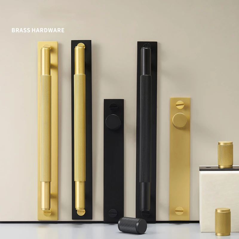 Beicai Brass Furniture Handles Modern Stripe With Plate Cupboard Wardrobe Dresser Shoe Box Drawer Cabinet Knobs Pulls Knobs